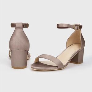 New in box Azazie Matte Satin Taupe Block Heel